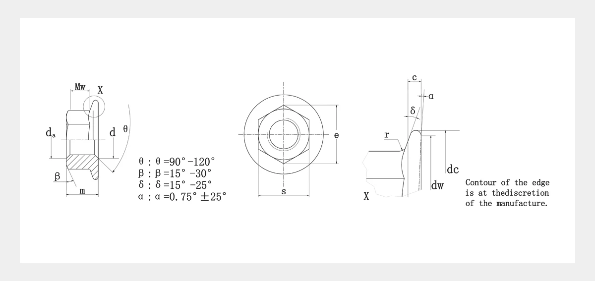 Hexagon Flange Nut 2D